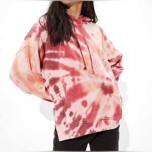 American Eagle Outfitters Pink and Orange Tie-Dye Hoodie